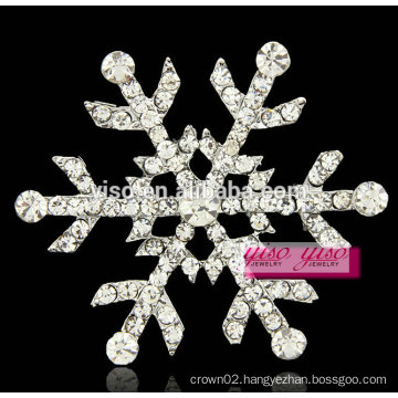 costume big flower snow flake clear crystal wholesale brooch